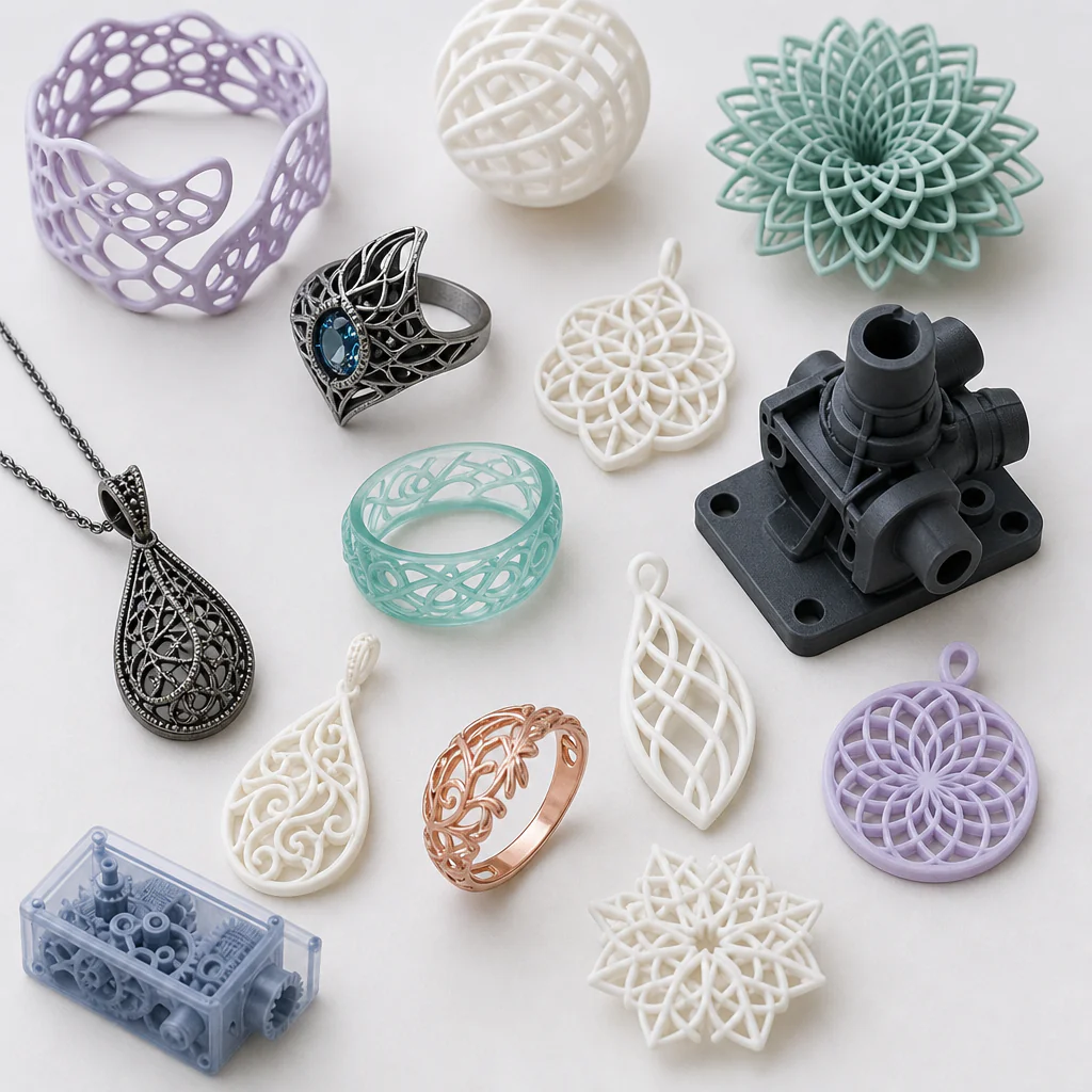 Šperky, ozdoby a přesný prototyp vytištěné resinovou 3D tiskárnou