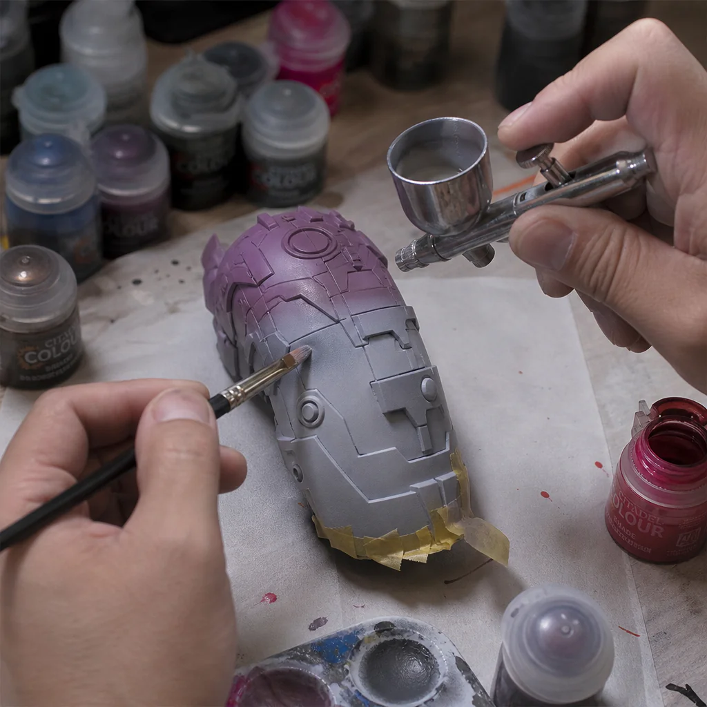 Barvení a lakování 3D výtisku airbrush a štětcem do finální barvy